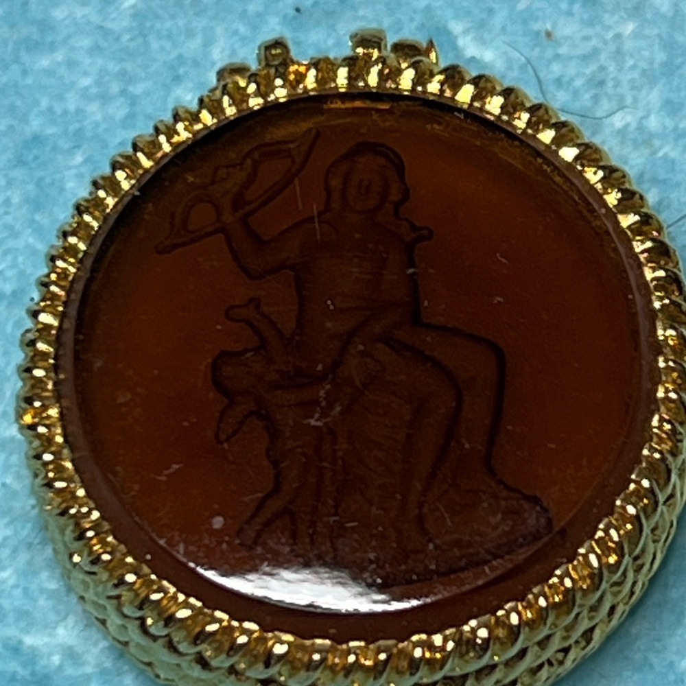 Vintage Gold and Brown Perfume Pendant
17G